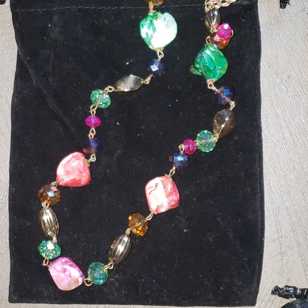 Colorful gold necklace